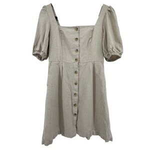 old navy linen button down dress Linen-Blend Button-Front Midi Dress